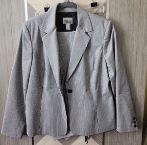 Women's Black and White Striped Jacket